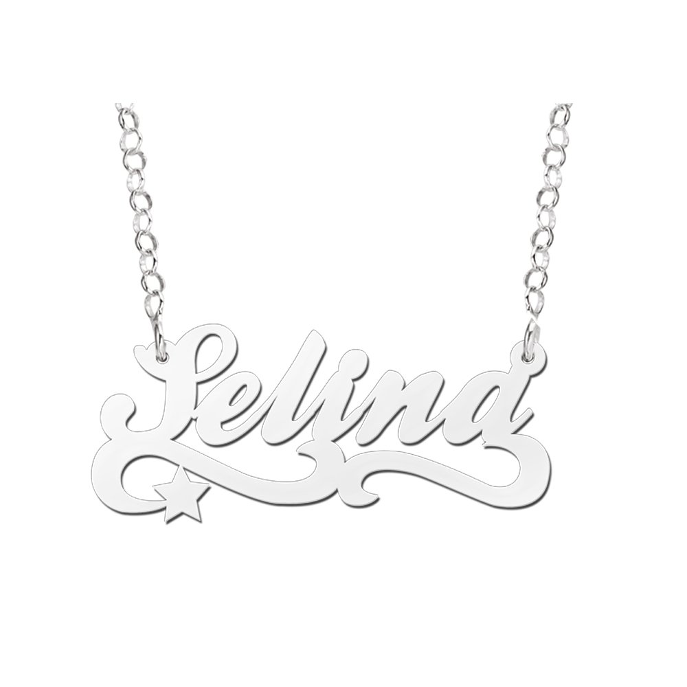 Zilveren Naamketting Selina met Ster | Names4ever - voorbeeldfoto