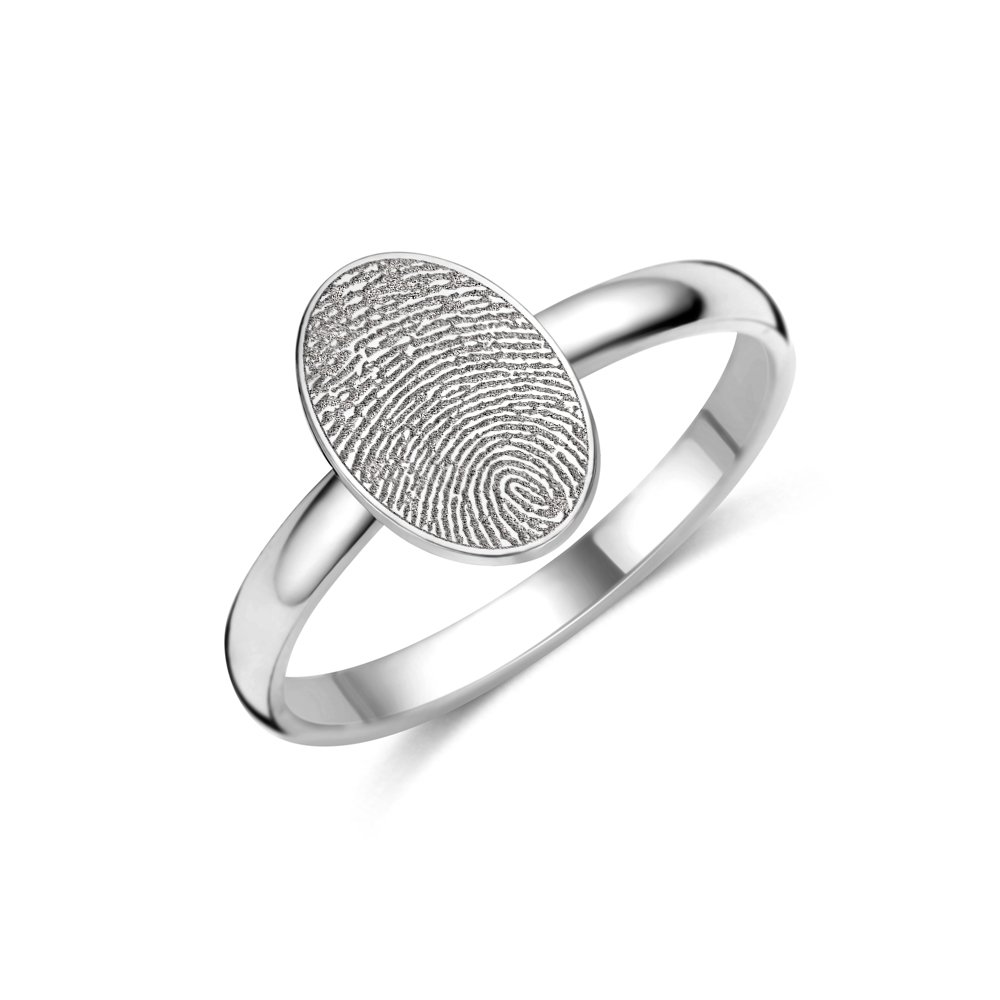 Zilveren ring met ovaal en vingerafdruk — afbeelding 1
