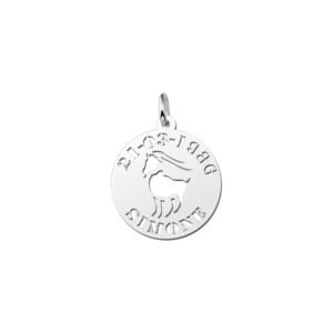 Zilveren Ronde Sterrenbeeldhanger Steenbok met Naam en Datum | Names4ever - hanger zonder ketting