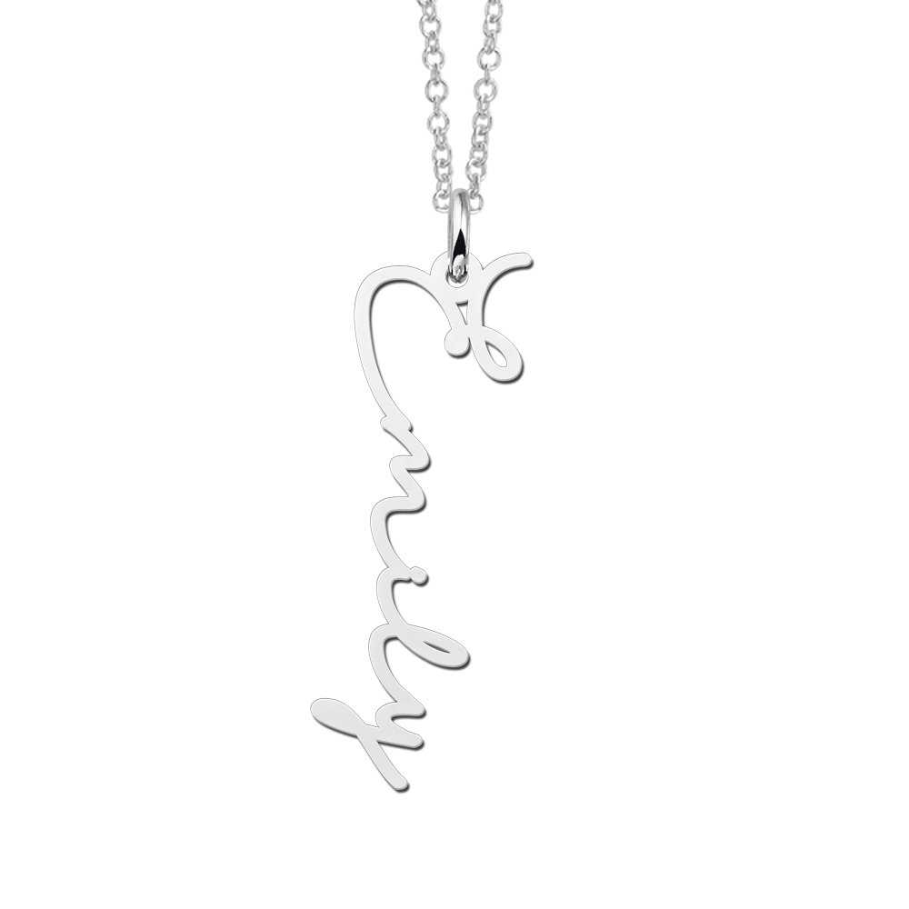 Zilveren Verticale Naamketting Emily | Names4ever - voorbeeldfoto