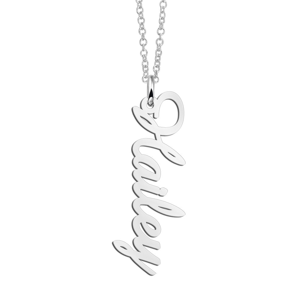 Zilveren Verticale Naamketting Hayley | Names4ever - voorbeeldfoto