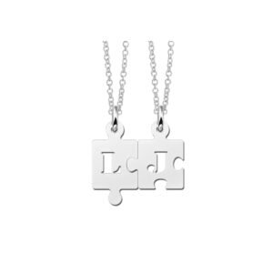 Zilveren vriendschapshangers puzzelstukjes | Names4ever - productvoorbeeld; afgebeelde ketting optioneel