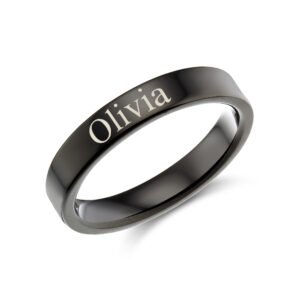 Zwarte stalen ring met gravure, 4 mm – STRZ04