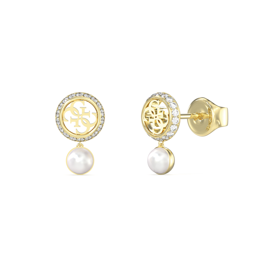 GUESS Tiny Pearly damesoorbellen goudkleurig