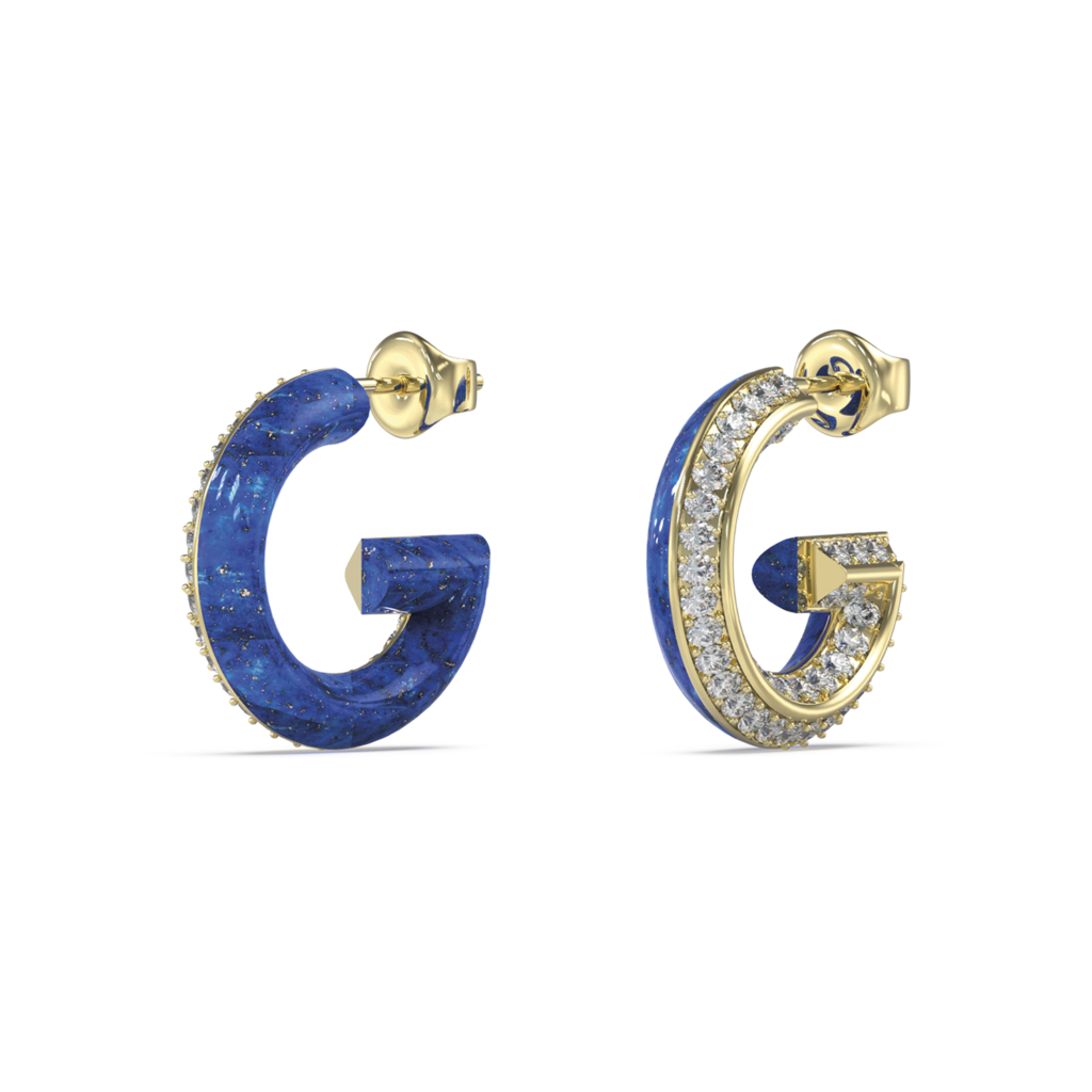 GUESS G Crystal damesoorbellen blauw, goudkleurig